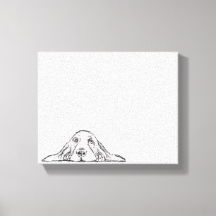 basset hound black white simple puppy dog eyes canvas print