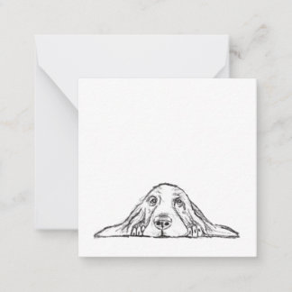 basset hound black white simple puppy dog eyes  card