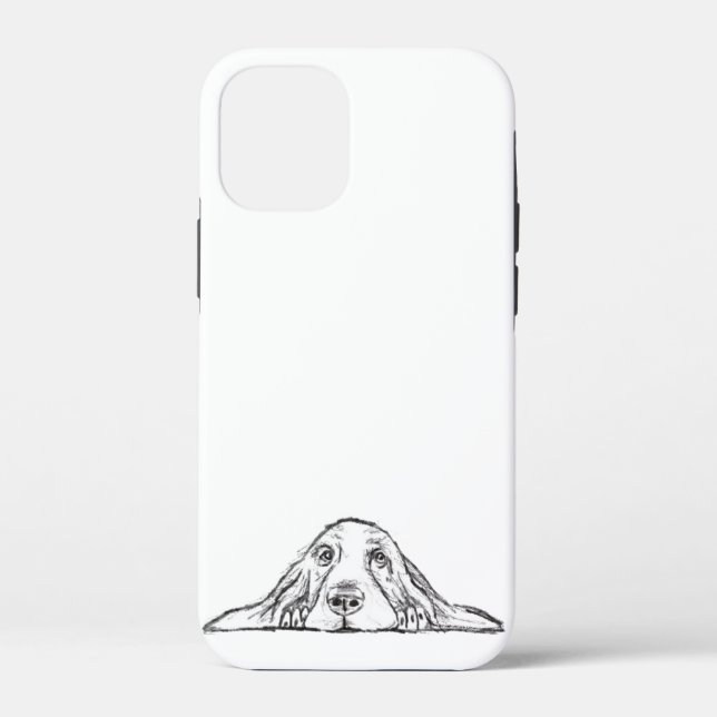 basset hound black white simple puppy dog eyes  Case-Mate iPhone case (Back)