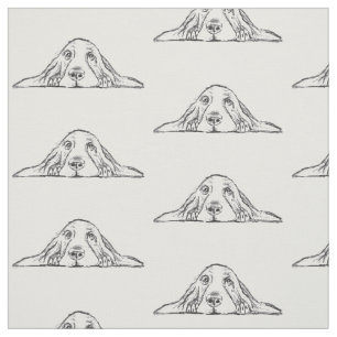 basset hound black white simple puppy dog eyes  fabric