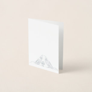 basset hound black white simple puppy dog eyes  foil card