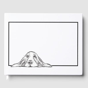 basset hound black white simple puppy dog eyes  guest book