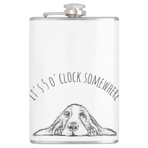 basset hound black white simple puppy dog eyes hip flask