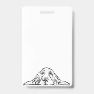 basset hound black white simple puppy dog eyes  ID badge