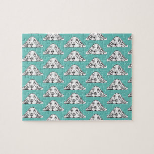 basset hound black white simple puppy dog eyes jigsaw puzzle