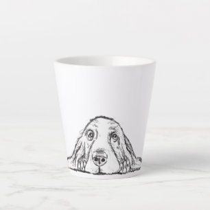 basset hound black white simple puppy dog eyes latte mug