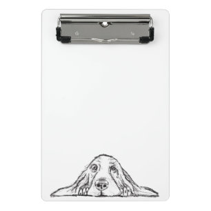 basset hound black white simple puppy dog eyes mini clipboard