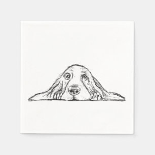 basset hound black white simple puppy dog eyes  napkin