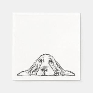 basset hound black white simple puppy dog eyes  napkin