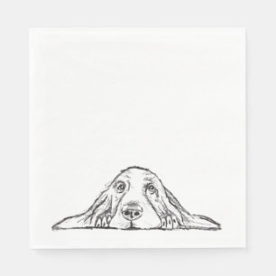basset hound black white simple puppy dog eyes  napkin
