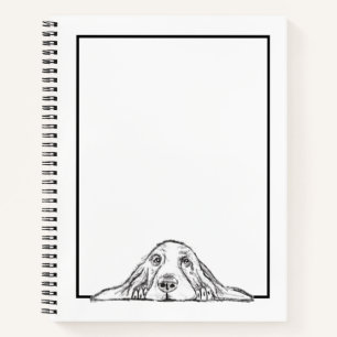 basset hound black white simple puppy dog eyes notebook