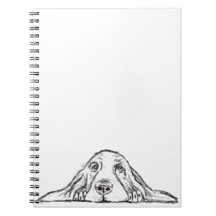 basset hound black white simple puppy dog eyes notebook
