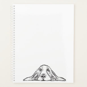 basset hound black white simple puppy dog eyes  planner