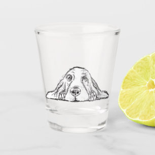basset hound black white simple puppy dog eyes  shot glass