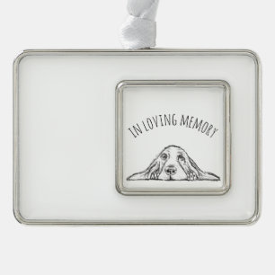 basset hound black white simple puppy dog eyes  silver plated framed ornament