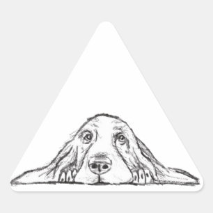 basset hound black white simple puppy dog eyes  triangle sticker