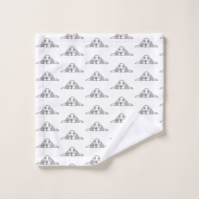 basset hound black white simple puppy dog eyes  wash cloth (Wash Cloth)