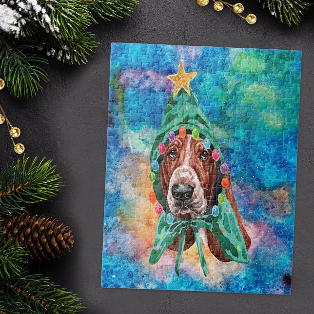 Basset Hound Breed Dog Christmas Jigsaw Puzzle (Creator Uploaded)