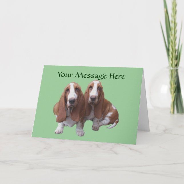 Basset Hound Buddies Greeting Card (Front)