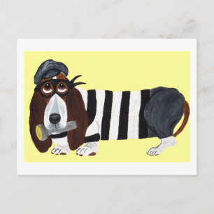 Basset Hound Burglar Postcard