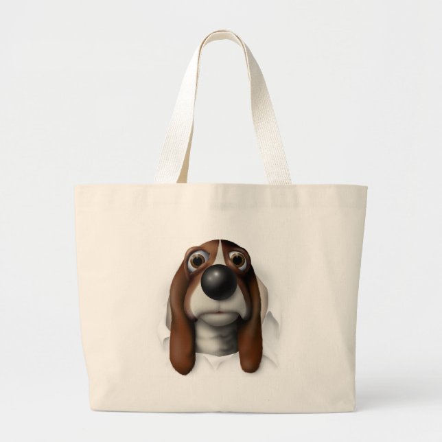 Basset Hound Busting Out Large Tote Bag (Front)