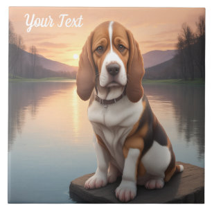 Basset Hound by Lake Tile