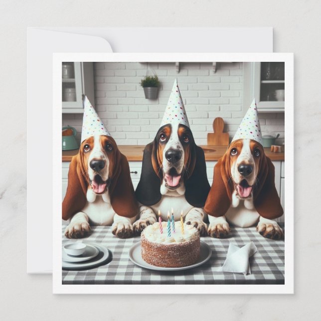 Basset Hound card, Basset Hound birthday  Invitation (Front)