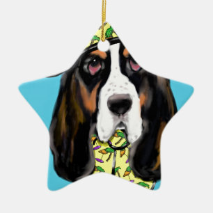 Basset Hound Ceramic Tree Decoration