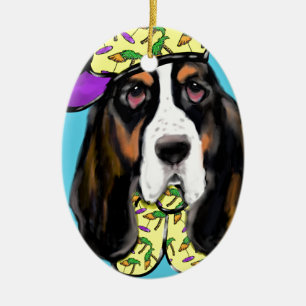 Basset Hound Ceramic Tree Decoration