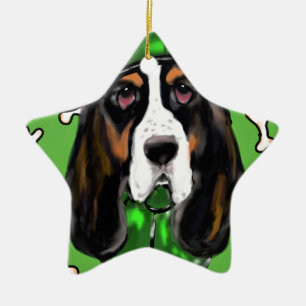 Basset Hound Ceramic Tree Decoration