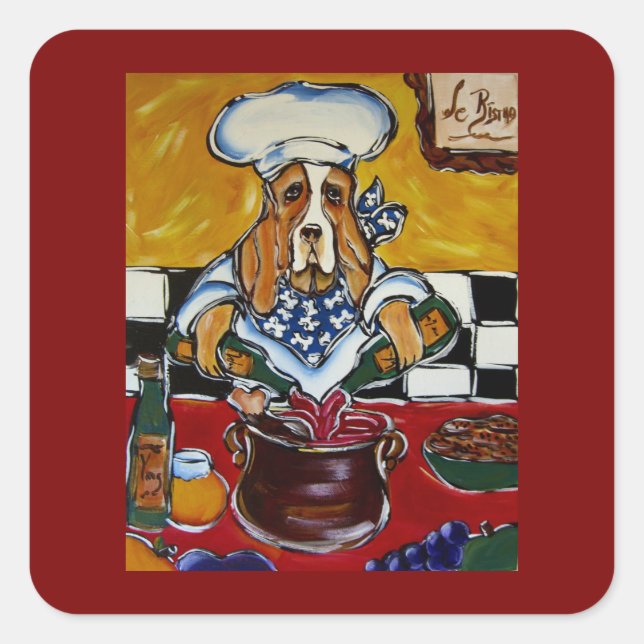 Basset Hound chef Square Sticker (Front)
