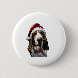 Basset Hound Christmas 6 Cm Round Badge