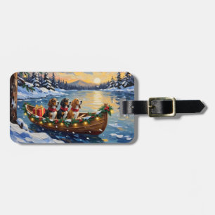Basset Hound Christmas Boat Holiday Luggage Tag