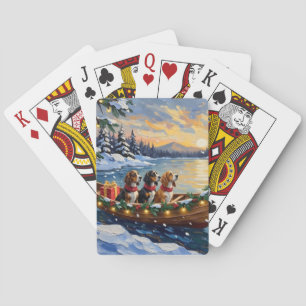 Basset Hound Christmas Boat Holiday Playing Cards