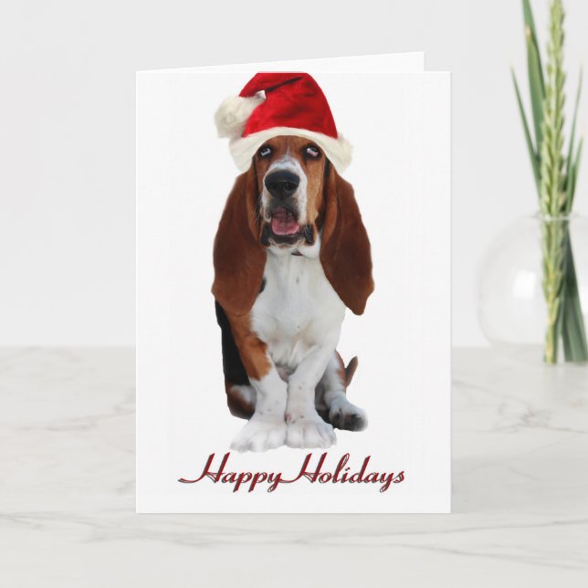 Basset Hound Christmas Card (Front)