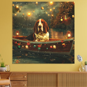 Basset Hound Christmas Festive Voyage Canvas Print