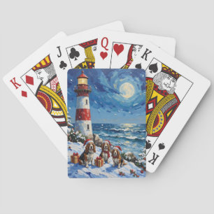 Basset Hound Christmas Lighthouse Holiday Playing Cards
