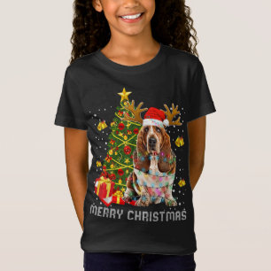 Basset Hound Christmas Lights Tree Santa Xmas Paja T-Shirt