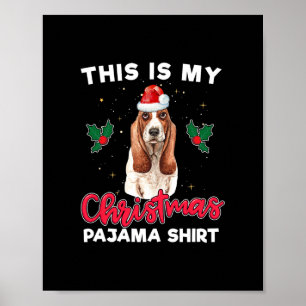 basset hound christmas pajama santa dog lover gift poster
