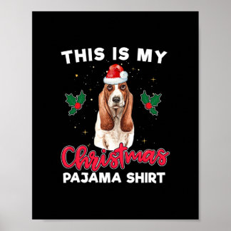 basset hound christmas pajama santa dog lover gift poster