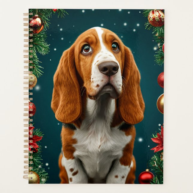 🎁Basset Hound Christmas Planner Holiday Gift ✨ (Front)