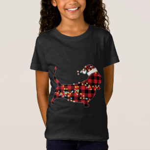 Basset Hound Christmas Red Plaid Buffalo Pyjamas X T-Shirt