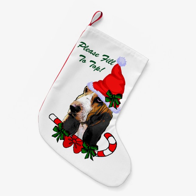 Basset Hound Christmas Small Christmas Stocking (Front (Hanging))