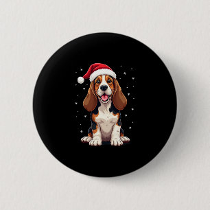 Basset Hound Christmas Tank Top 6 Cm Round Badge