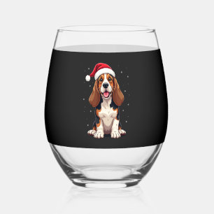 Basset Hound Christmas Tank Top Stemless Wine Glass