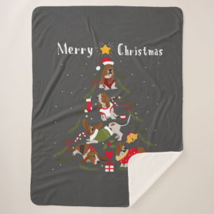 Basset Hound Christmas Tree Xmas Dog Lover Sherpa Blanket