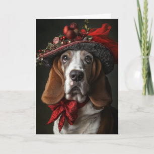 Basset Hound Christmas Victorian Dog Holiday Card