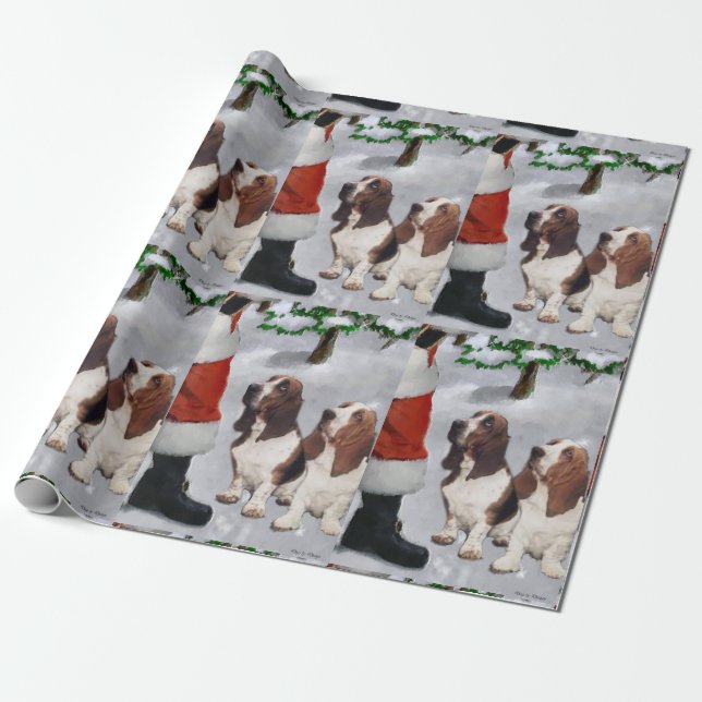 Basset Hound Christmas Wrapping Paper (Unrolled)