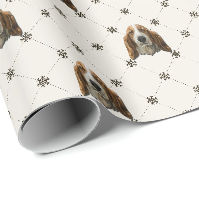 Basset Hound Christmas Wrapping Paper (Roll Corner)