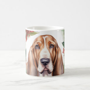Basset Hound Christmas Wreath Festive Pup  Coffee Mug